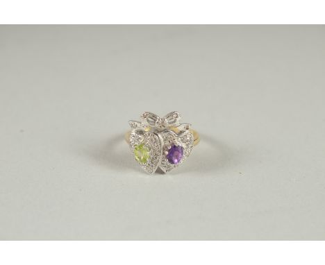 A SILVER GOLD PLATED SWEETHEART RING.