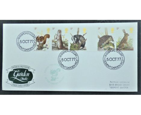 Great Britain 1977 (5 Oct) British Wildlife Official Garden Studio FDC, Broag Court handstamp BFDC 6. 