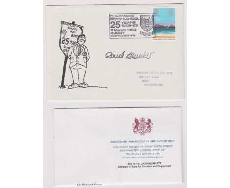 Great Britain (Signed) 1983 (9 March) Commonwealth 15 1/2p on Dunmore Boys School Official FDC and H/S signed David Blunkett