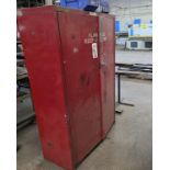 TROJAN FLAMMABLE LIQUIDS STORAGE CABINET, 50-GAL CAPACITY, 43" X 18" X 65" HT, W/ CONTENTS: PRESSURE