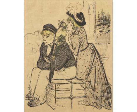 Théophile Alexandre Steinlen (1859-1923)Aux îles, par Auguste Marin Lithograph with hand colouring, 1896, on thin wove, publi