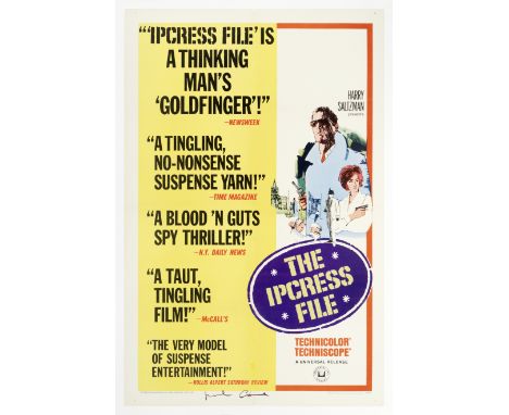 The Ipcress FileUniversal Pictures, 1965,US one-sheet cinema poster, style B, signed in black ink by Sir Michael Caine, linen