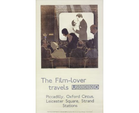 After Charles Pears, RSMA (British, 1873-1958)THE FILM-LOVER TRAVELS UNDERGROUNDLithograph in colours, 1930, on wove paper, p