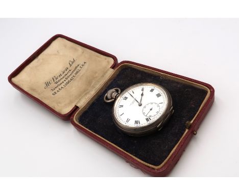 A J W Benson silver open face pocket watch. Weight 104.10 grams.