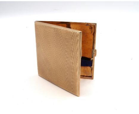 An Art Deco, 9ct gold cigarette case with engine turned decoration. Alex Clark Company, London, 8.5 by 9cm, 90.6g total weigh