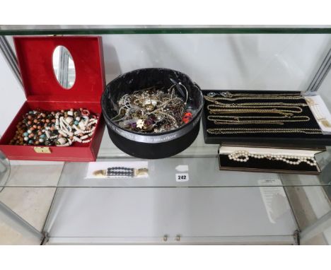 A very large group of vintage and later costume jewellery including necklaces, chains, earrings, bracelets and rings, togethe