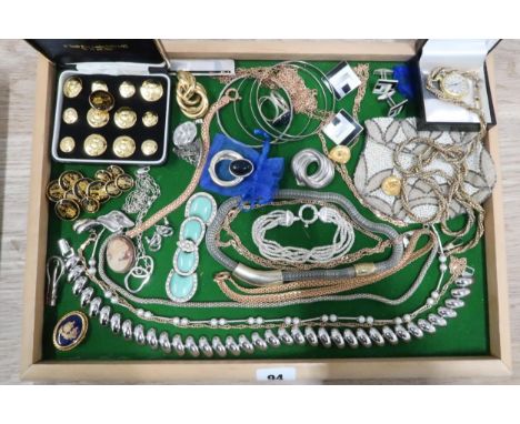 A group of vintage and later silver and costume jewellery including a paste set buckle, a/f one piece paste loose but present