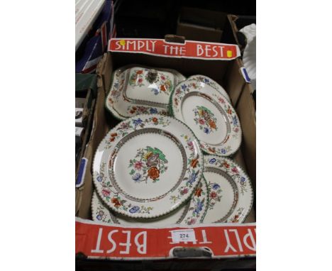 A TRAY OF COPELAND SPODE CHINESE ROSE TEA AND DINNER WARE 