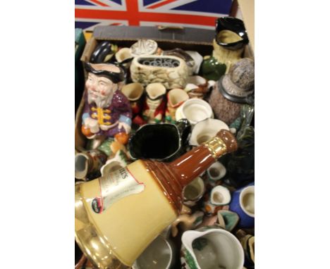 A QUANTITY OF ASSORTED JUGS TOGETHER WITH A BELLS WHISKEY DECANTER 