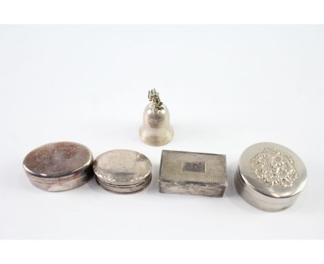 FIVE .925 STERLING SILVER PILL OR TRINKET BOXESWeight: 93gms