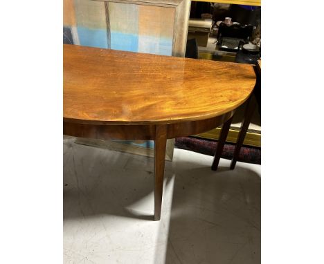 A 19TH CENTURY MAHOGANY DEMI LUNE CONSOLE TABLE137cm x 73cm x 60cm