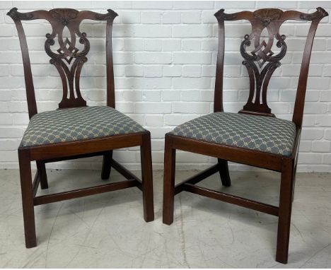 A PAIR OF CHIPPENDALE DESIGN MAHOGANY SIDE CHAIRS POSSIBLY 18TH CENTURY,97cm x 54cm x 45cm