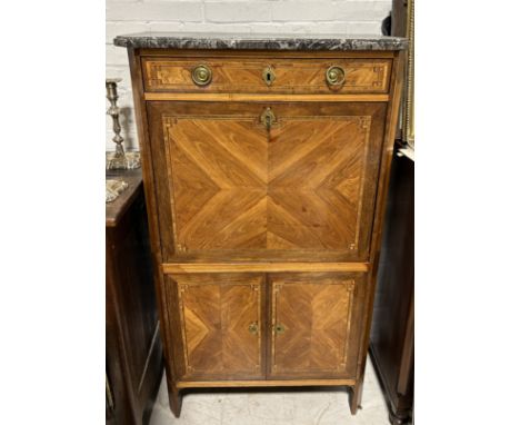 A 19TH CENTURY FRENCH SECRETAIRE WITH MARBLE TOP139cm x 79cm x 38 cm