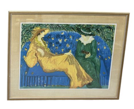 BARBARA WOOD: A LIMITED EDITION LITHOGRAPH DEPICTING TWO LADIES, SIGNED BOTTOM RIGHT83cm x 63cmFramed and glazed 104cm x 84cm