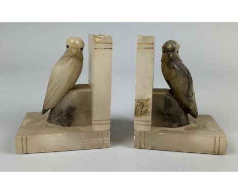 A PAIR OF ART DECO BUDGIE BOOKENDS10cm x 8.5cm