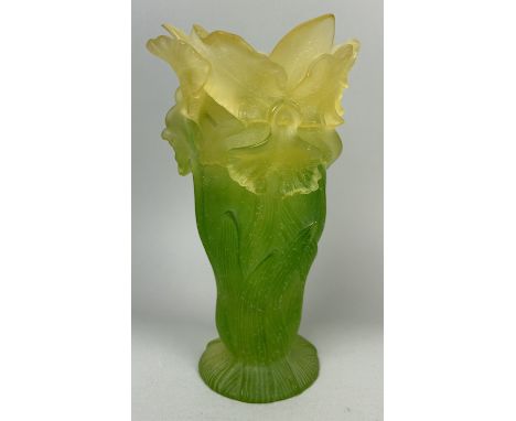 A DAUM GLASS 'ORCHID' VASE21cm H