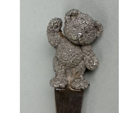 A STERLING SILVER LETTER OPENER WITH A TEDDY BEAR HANDLEWeight: 61gms