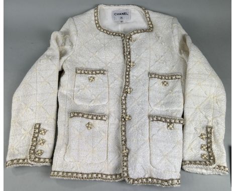 A VINTAGE CHANEL STYLE SILK-LINED EVENING JACKET