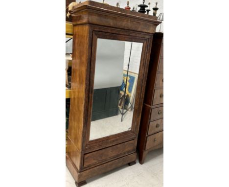 A 19TH CENTURY WARDROBE WITH MIRROR208cm x 90cm x 42cm