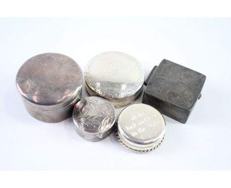 FIVE .925 STERLING SILVER PILL OR TRINKET BOXESWeight: 48gms