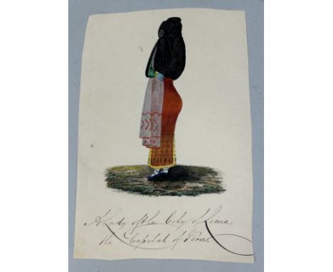 A RARE WATERCOLOUR DEPICTING A LADY OF THE CITY OF LIMA, THE CAPITAL OF PERUFrom the collection of Captain James Muddle.22cm 