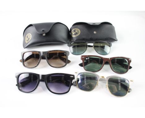 A COLLECTION OF DESIGNER RAYBAN SUNGLASSES INCLUDING SOME CASES(5)