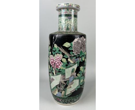 A CHINESE FAMILLE NOIR VASE, LATE QING DYNASTYIn the Kangxi style.46cm H