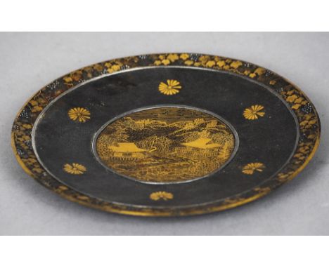 A 19th/20th century Japanese Komai dish Typically decorated with gold and silver inlay, two character signature to base. 15 c