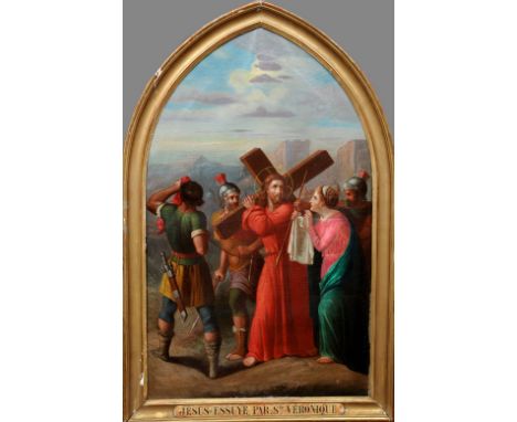 CONTINENTAL SCHOOL (19th century) Jesus Essuye Par Ste. Veronique Oil on canvas 65.5 x 107.5 cm, framed CONDITION REPORTS: Ge