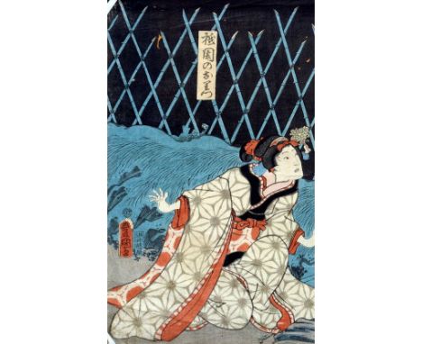 JAPANESE SCHOOL (18th/19th century)
Two hand coloured Japanese woodblock prints
Old gallery label to verso for Print Gallery,