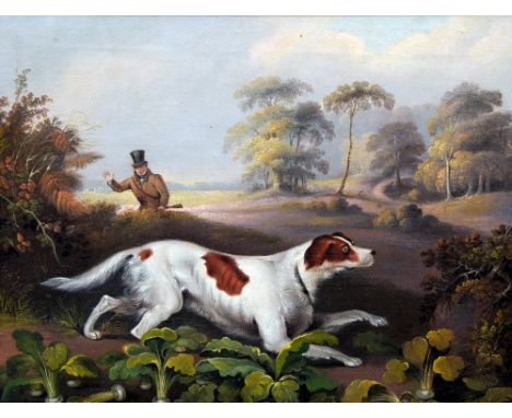 SAMUEL HOWITT (1756-1822) British
Gun Dog and Its Master in a Rural Landscape
Oil on canvas
Signed and dated 1816
51 x 39 cm,