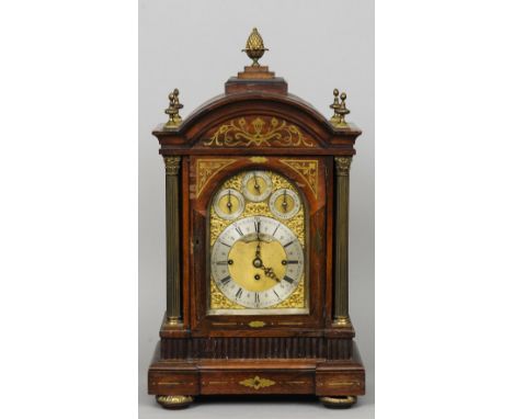 A 19th century brass inlaid rosewood eight bells bracket clock
The dial inscribed S. Smith & Son, 85 Strand, London.  75 cm h