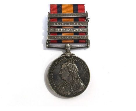 A Queen's South Africa Medal (QSA) renamed to 1017 PTE. J. SHERRATT R. LANC. REGT. (Royal Lancaster Regiment) with South Afri