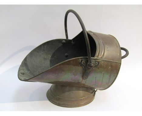 A Victorian British Military copper coal scuttle, dated 1895 with broad arrow stamp 