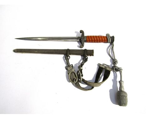 A Third Reich era Nazi Army officer's dagger, the blade by WK&amp;C Solingen with scabbard, portepee knot and hangers. Proven