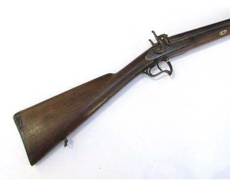 A 19th Century Belgian-made percussion double barrel muzzle-loading shotgun     ANTIQUE FIREARM: No license required