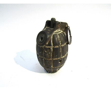 A British Army No. 36 Mills grenade, unpainted, possibly pre WWII, deactivated
