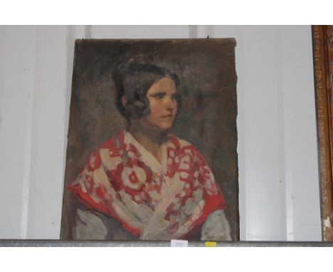 Early 20th Century school, oil on canvas portrait of a young girl 