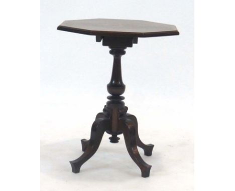 An early 20th century marquetry occasional table with an octagonal top on a tripod base, w. 44 cm