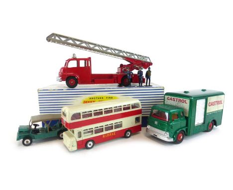 Four Dinky models consisting:292 Leyland Atlantean Bus,342 Austin Mini-Moke,450 Bedford TK Box Van andSupertoys 956 Turntable