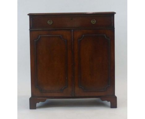 A late 19th/early 20th century mahogany cabinet, the single drawer over two doors on bracket feet, w. 83 cm   CONDITION REPOR