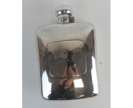 A Victorian silver plated hip flask of oversized proportions with lockable bayonet cap, James Dixon, l. 20 cm CONDITION REPOR