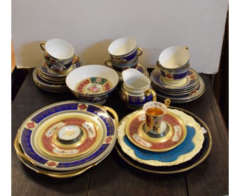 Czechoslovakian porcelain part tea service in the Vienna taste, together with a cabinet cup and saucer, plates, etc  