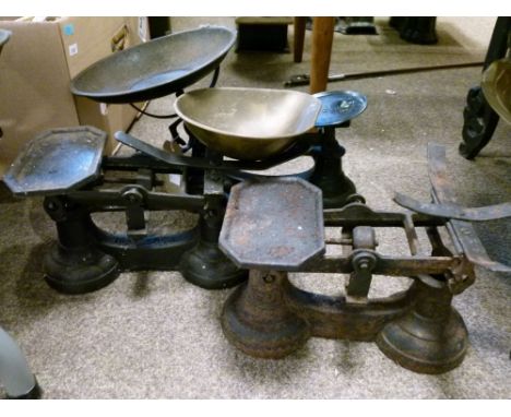 Collection of antique grocers scales  