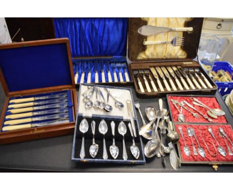 Selection of cased and loose silver-plated flatware  