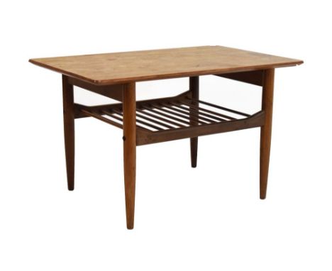 Modern Design - G-Plan style teak coffee table with slatted under shelf, 75cm x 48cm x 45cm high  