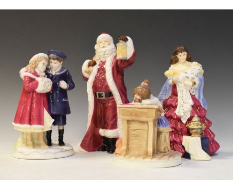 Four Royal Worcester limited edition porcelain figures to include; Father Christmas CW574, First Born At Appleby Fair, I Love