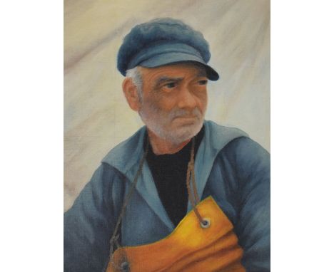 20th Century oil on board - Bust-length portrait of a fisherman, unsigned, 38cm x 29cm, framed  