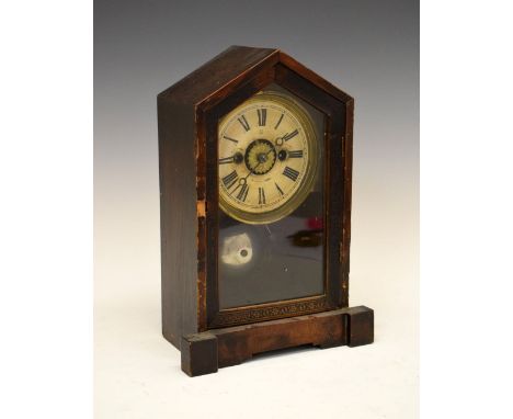 Early 20th Century mantel clock, Hamburg American Clock Co, the Roman dial with crossed arrows motif in architectural case, 2