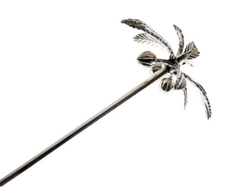 Patrick Mavros - Zimbabwean white metal swizzle stick in the form of a palm tree, stamped PM 925, 21.5cm long, 0.9toz gross a